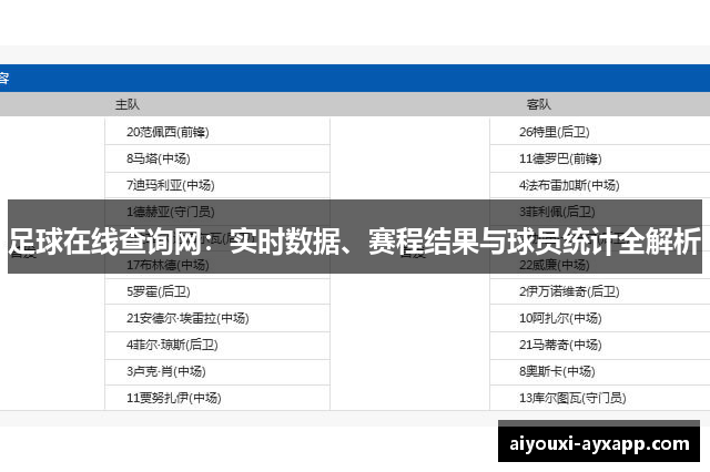 足球在线查询网：实时数据、赛程结果与球员统计全解析